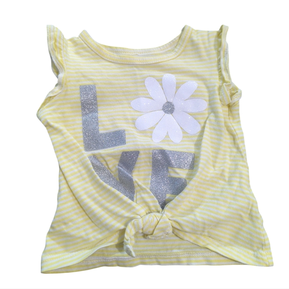 Carter's Yellow Striped Shirt With Silver Accents Size 3 Months.